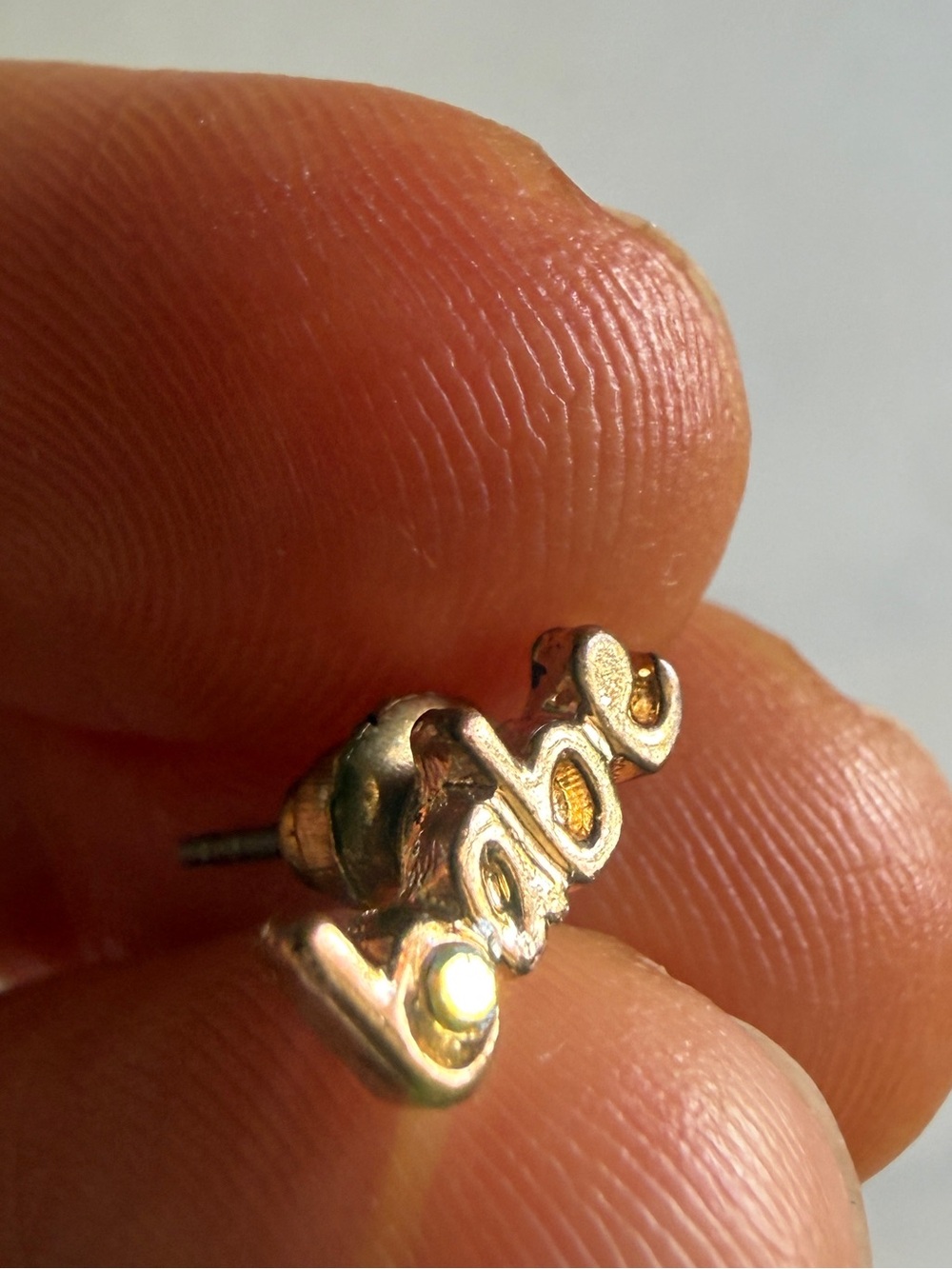 babe Gold Script Stud Earring